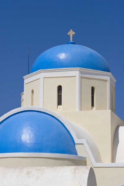 Greece,Thira, Oia Blue Greek Orthodox church